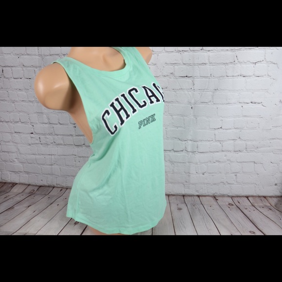 VS Pink Chicago Racerback Tank Top Mint Green - Picture 5 of 7